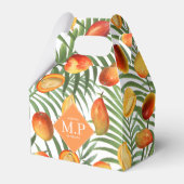 Mango & groen Zomerfruit Monogram Bedankdoosjes (Voorkant Zijde)