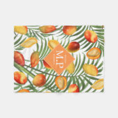  Mango & groen Zomerfruit Monogram Fleece Deken (Voorkant (Horizontaal))