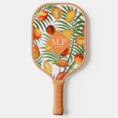 Mango & groen Zomerfruit Monogram Pickleball Paddle (Achterkant)