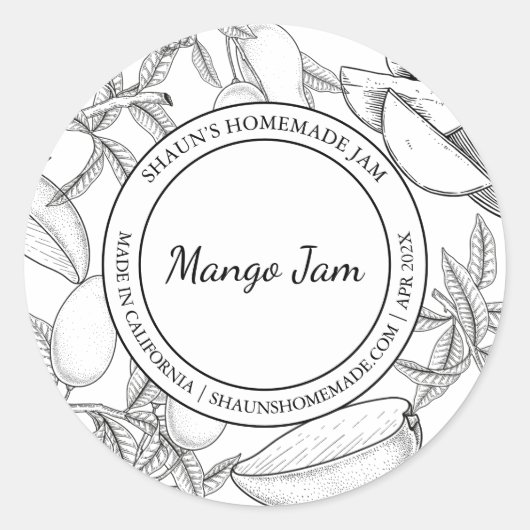 Mango Jam croquis étiquette moderne (Devant)