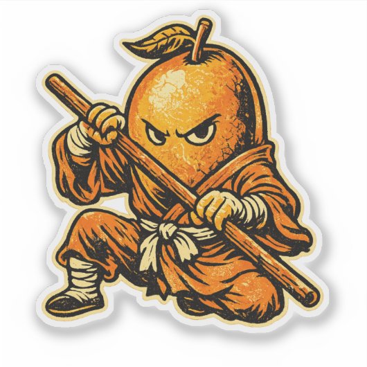 Mango Monk — Funny Tropical Fruit Shaolin Warrior  Sticker (Voorkant)