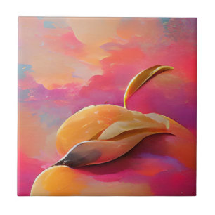 Mango-perzikschil abstracte digitale kunst tegeltje