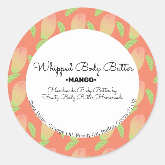 Mango Scent Butter Bath Branding Packaging Ronde Sticker (Voorkant)