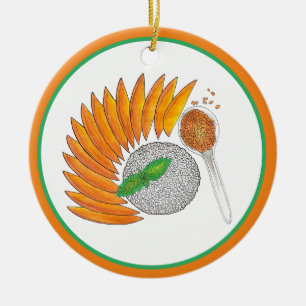 Mango Sticky Rice Dessert Thai Food Cuisine Keramisch Ornament