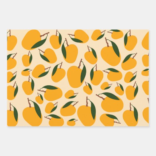 Mango Summer Fruit Pattern Inpakpapier Vel (Voorkant 3)