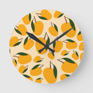 Mango Summer Fruit Pattern Kitchen Decor Ronde Klok