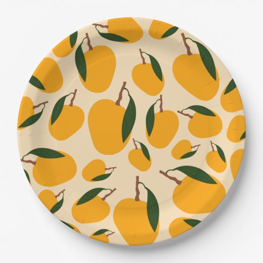 Mango Summer Fruit Pattern Papieren Bordje (Voorkant)