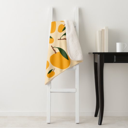 Mango Summer Fruit Pattern Sherpa Deken (In situ)