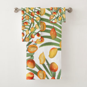 Mango vintage et verdure Motif de fruits d'été