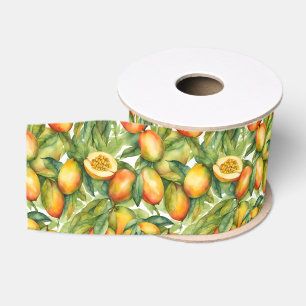 Mango Vruchten en Bladeren Grosgrain Lint