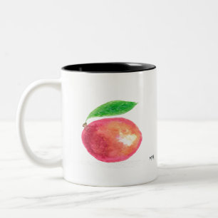 Mango-vruchten tropisch voedsel oranje keukenvegaa tweekleurige koffiemok
