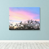 Mango Zonsondergang Hemelsblauw Roze Canvas Art Se (Insitu (Houten vloer))
