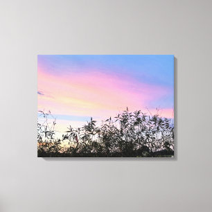 Mango Zonsondergang Hemelsblauw Roze Canvas Art Se Afdruk