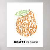 Mangovorm Thais Script Fruit Word Art Poster (Voorkant)