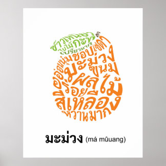 Mangovorm Thais Script Fruit Word Art Poster