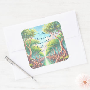 Mangrove & Quote Kaart Vierkante Sticker