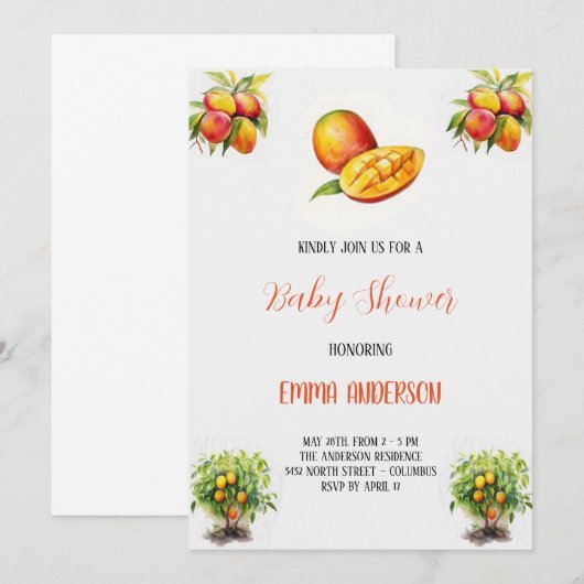mangue babyshower invitation (Devant / Derrière)