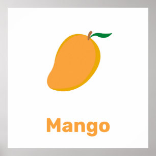 mangue orange avec poster de mots