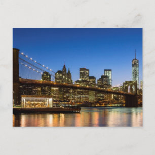 Manhattan and Brooklyn Bridge bij schemering Briefkaart