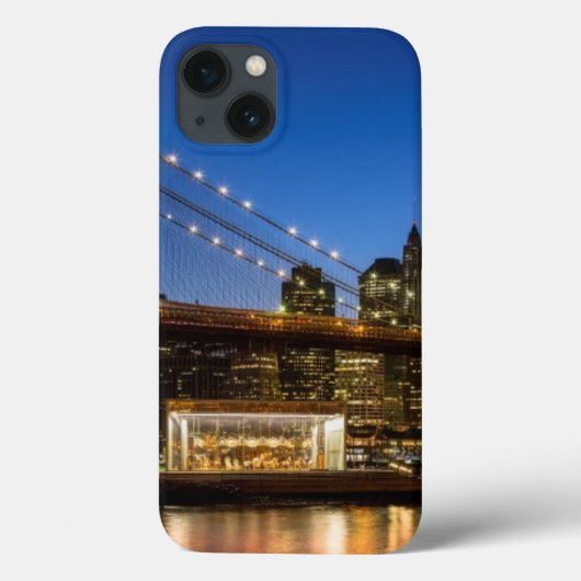 Manhattan and Brooklyn Bridge bij schemering Case-Mate iPhone Case (Achterkant)