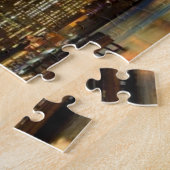 Manhattan and Brooklyn Bridge bij schemering Legpuzzel (Zijkant)