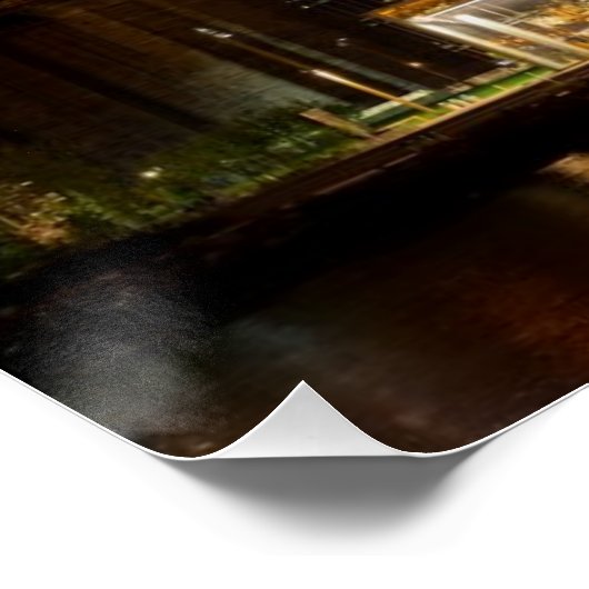 Manhattan and Brooklyn Bridge bij schemering Perfect Poster (Hoek)