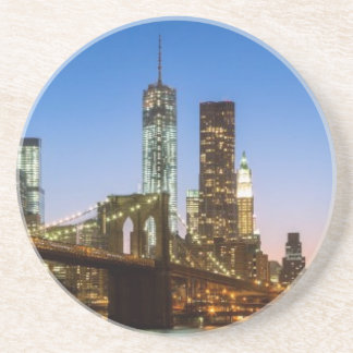 Manhattan and Brooklyn Bridge bij schemering Zandsteen Onderzetter