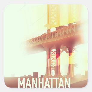 Manhattan Avond Vierkante Sticker