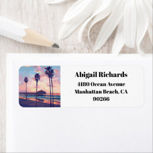 Manhattan Beach California LA Retouradres Etiket