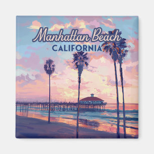 Manhattan Beach California Los Angeles Retro Magneet