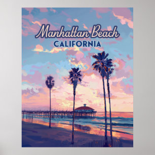 Manhattan Beach California Los Angeles Retro Poster