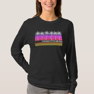 Manhattan Beach California Retro Style Sun T-shirt