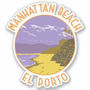 Manhattan Beach California Travel Art Vintage Sticker
