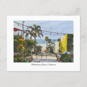Manhattan Beach California Waterverf schilderij Briefkaart