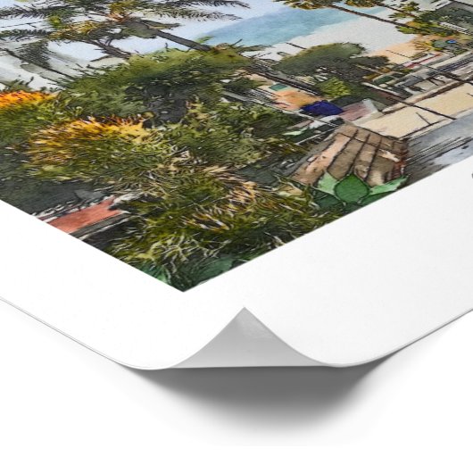 Manhattan Beach, Californië Waterverf Print (Hoek)