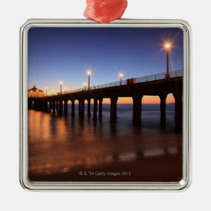 Manhattan Beach Pier bij zonsondergang, Californi Metalen Ornament