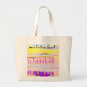 Manhattan Beach Pier California in Pastels Grote Tote Bag (Voorkant)
