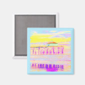 Manhattan Beach Pier Californië in Pastels Magneet (Voorkant / Achterkant)