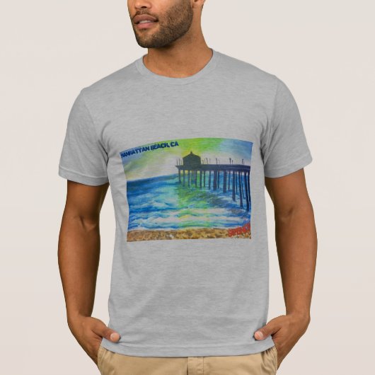 Manhattan Beach Pier Druk T-shirt (Voorkant)