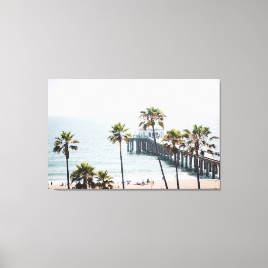 Manhattan Beach Pier, Sunny Day, Extra Large Canvas Afdruk (Voorkant)