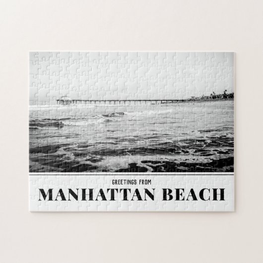 Manhattan Beach Pier Zwart-wit Puzzel Legpuzzel (Horizontaal)
