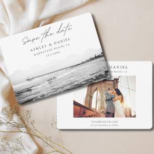 Manhattan Beach zwart-wit foto Save the Date Kaart