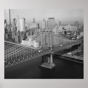 Manhattan Bridge Black en White Photography Poster