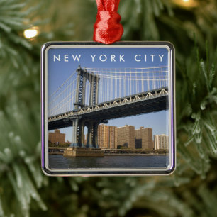 Manhattan Bridge de East River New York City Metalen Ornament