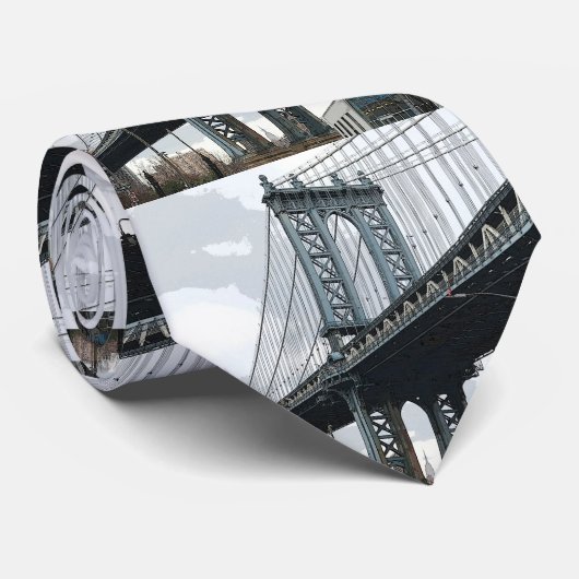 Manhattan Bridge Empire State Building New York NY Stropdas (Opgerold)