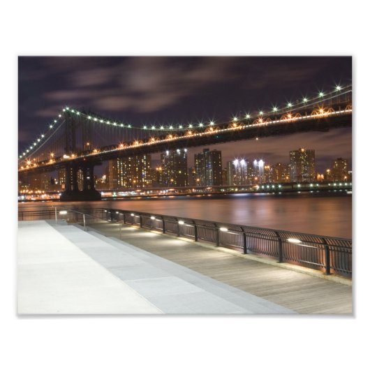 Manhattan Bridge en NYC Skyline Foto Afdruk (Voorkant)