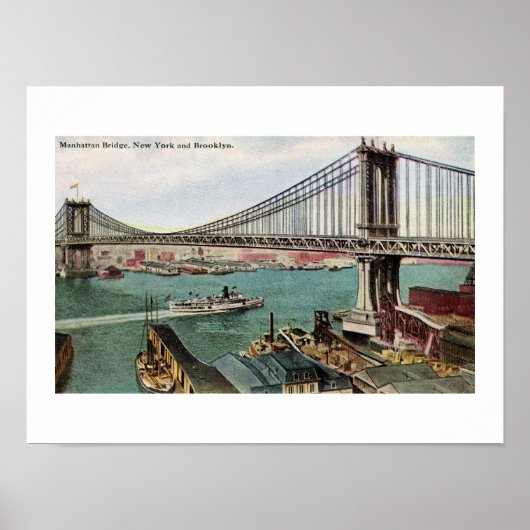  Manhattan Bridge, Hudson, Brooklyn NYC Poster (Voorkant)