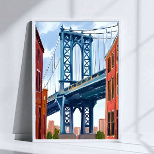 Manhattan Bridge New York City Schilderij Poster