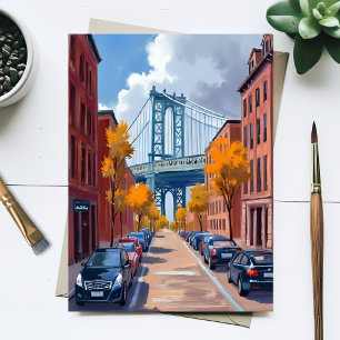 Manhattan Bridge NYC Aquarel Schilderij Briefkaart
