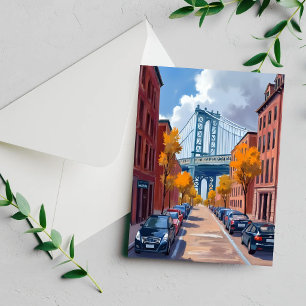 Manhattan Bridge NYC Aquarel Schilderij Kaart